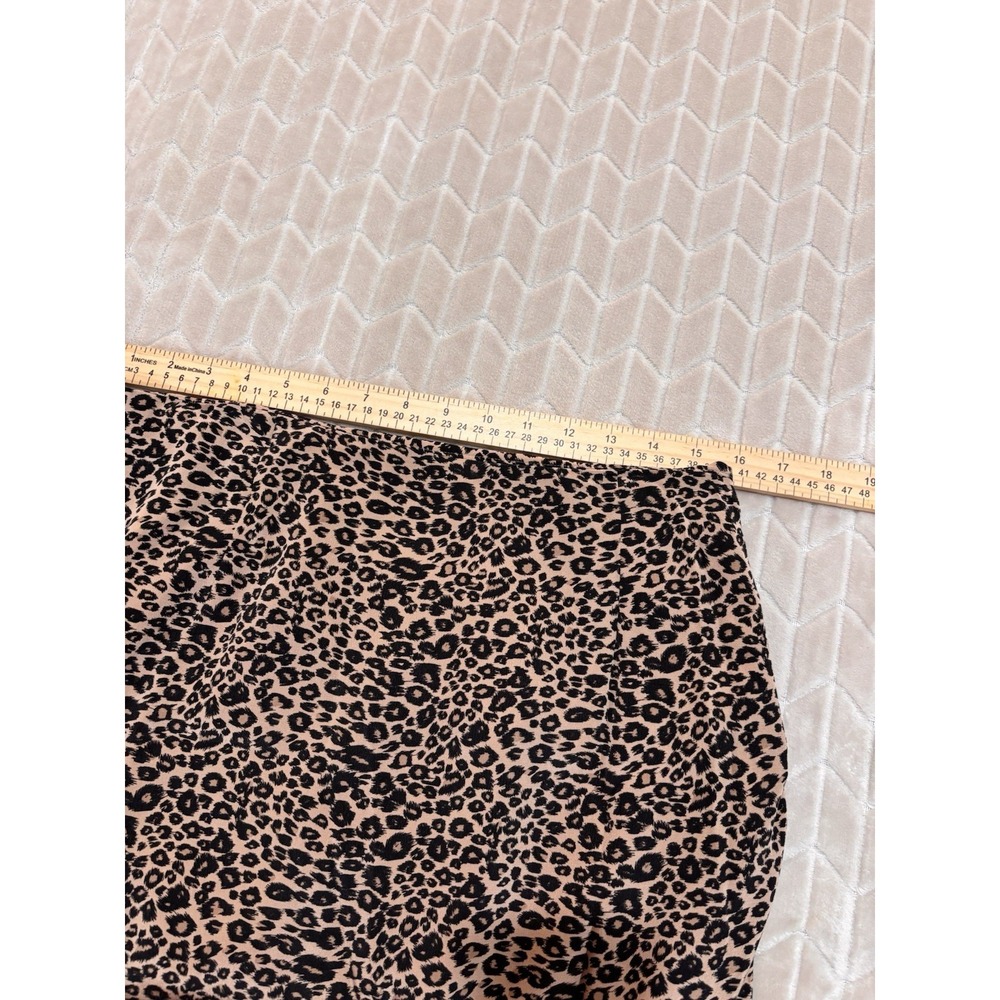 Vintage 90s Silk Club Skirt 14 Leopard Print Beaded Floral Boho Luxury Career - Picture 6 of 13